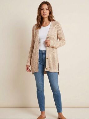 Anthropologie Angel of the North Chunky Knit Cardigan Sweater - S -Made in Italy